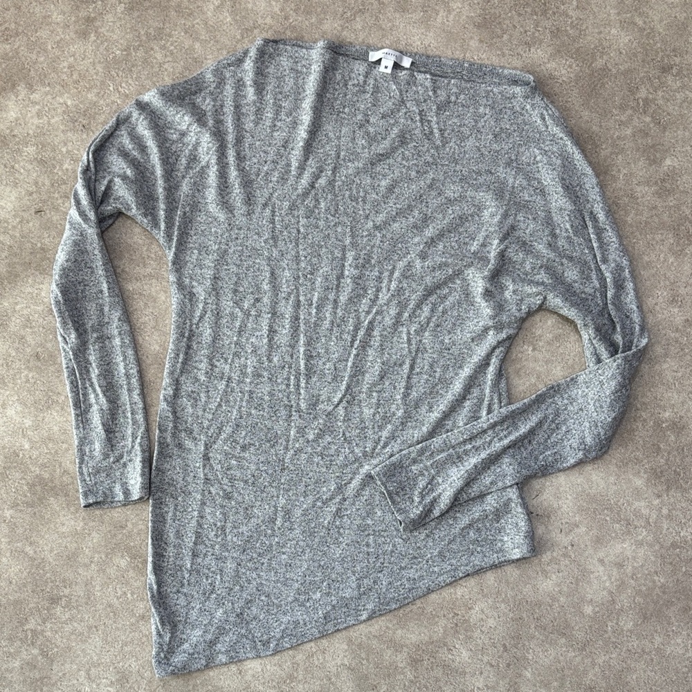Maeve Gray Asymmetrical Long Sleeve Top